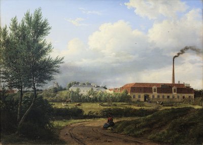 Parte di Amager con il mulino a olio e la fabbrica di candele di L.P. Holmblad da F.C. Kiærskou